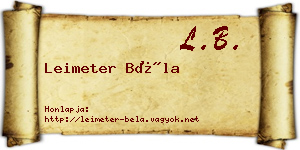 Leimeter Béla névjegykártya